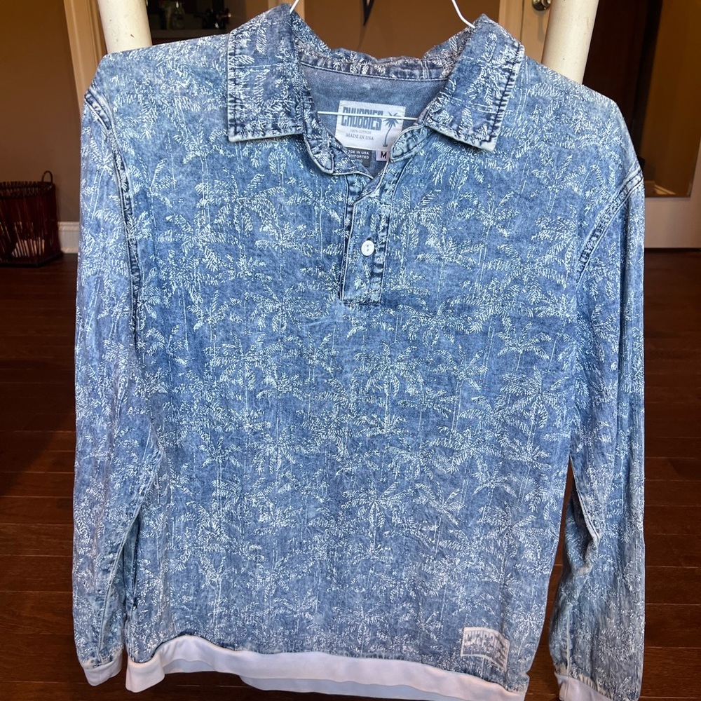 Chubbies Denim Blue Palm Print Shirt